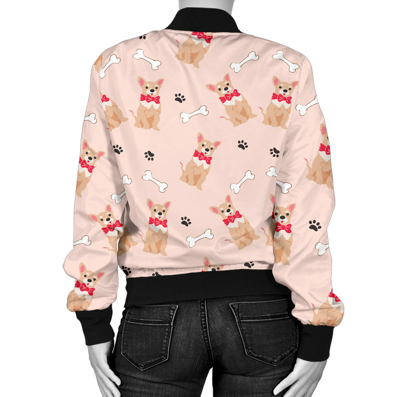 Chihuahua Pattern Print Design 04 Women's Bomber Jacket