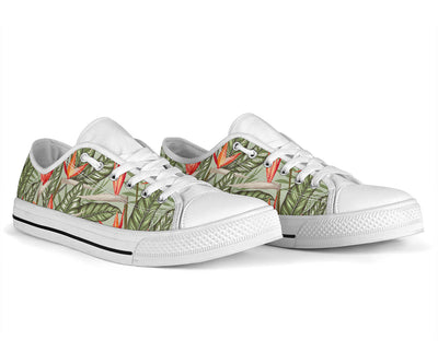 Bird Of Paradise Pattern Print Design BOP08 White Bottom Low Top Shoes