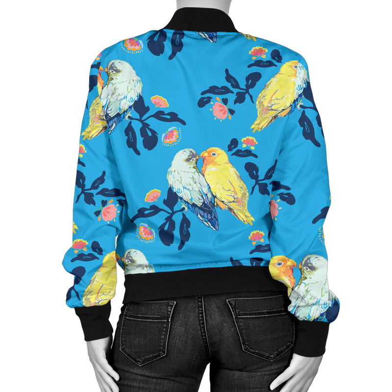 Lovebird Pattern Print Design 03 Women's Bomber Jacket