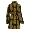 Gold Pineapple Pattern Print Design PP011 Women Bathrobe