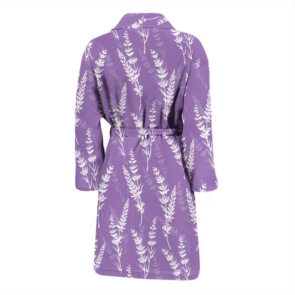 Lavender Pattern Print Design LV08 Men Bathrobe
