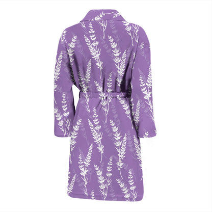 Lavender Pattern Print Design LV08 Men Bathrobe