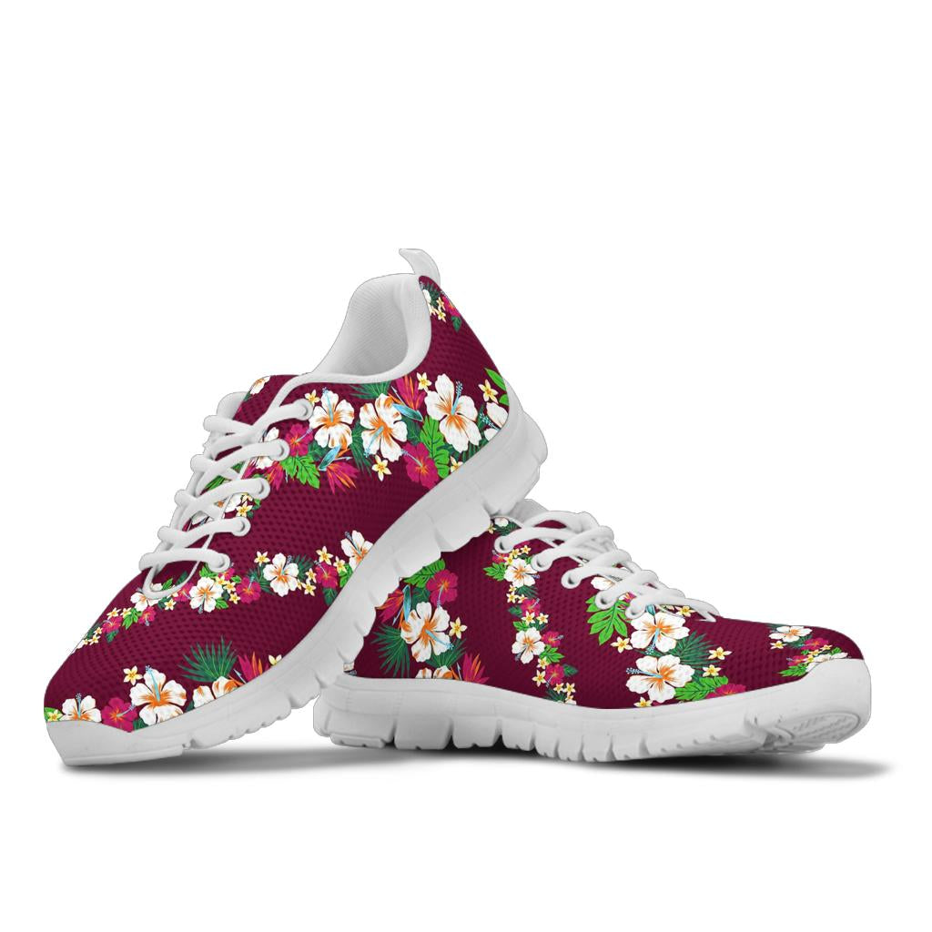 Hawaiian Themed Pattern Print Design H06 Sneakers White Bottom Shoes