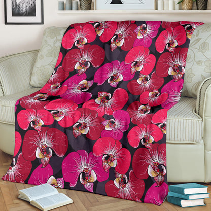 Orchid Red Pattern Print Design OR05 Fleece Blanket
