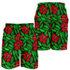 Red Hibiscus Embroidered Pattern Print Design HB032 Mens Shorts