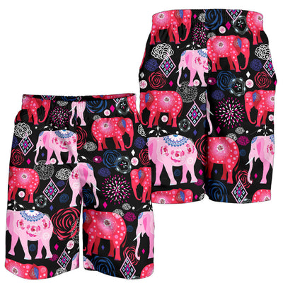 Pink Elephant Pattern Mens Shorts