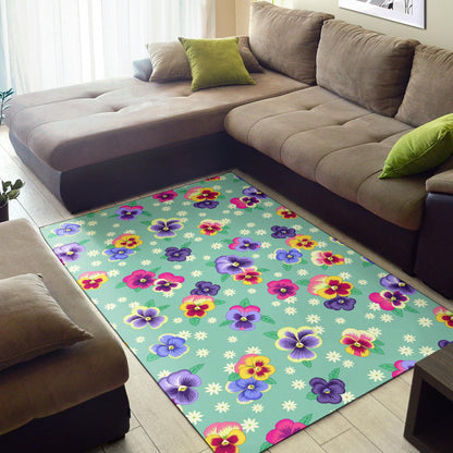 Pansy Pattern Print Design PS08 Area Rugs