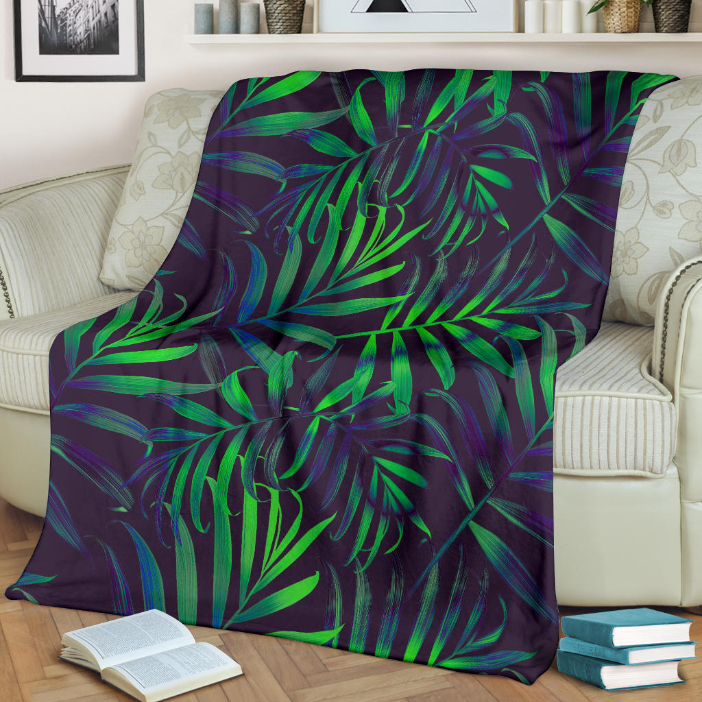 Palm Leaves Pattern Print Design PL01 Fleece Blanket