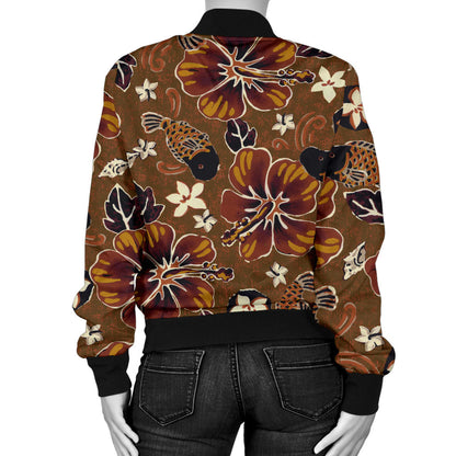 Hawaiian Themed Pattern Print Design H01 Women Bomber Jacket