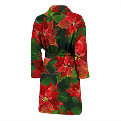Poinsettia Pattern Print Design POT04 Men Bathrobe