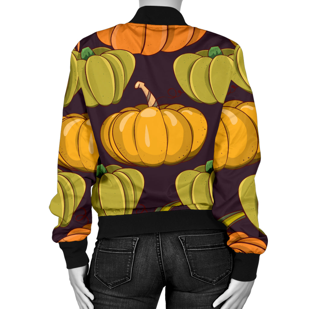 Pumpkin Pattern Print Design A01 Women's Bomber Jacket