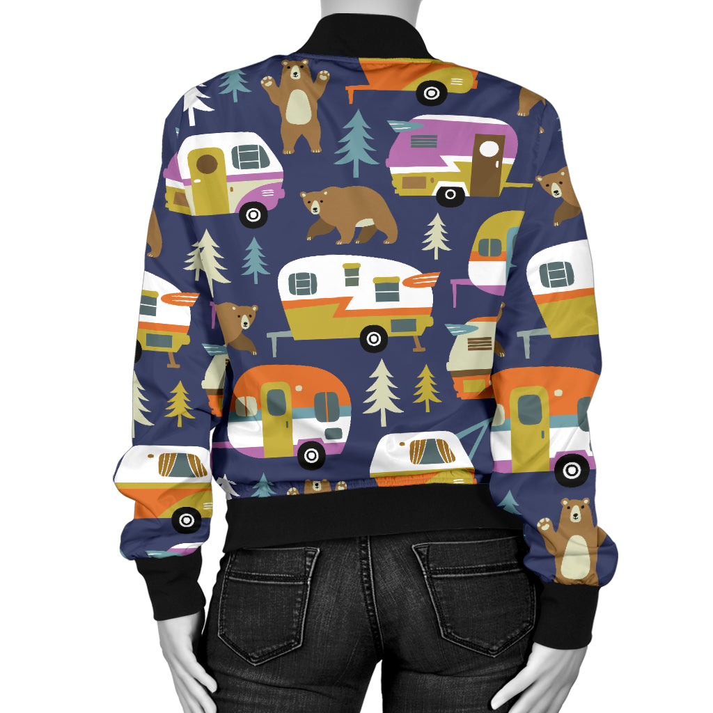 Camper Pattern Print Design 04 Women's Bomber Jacket