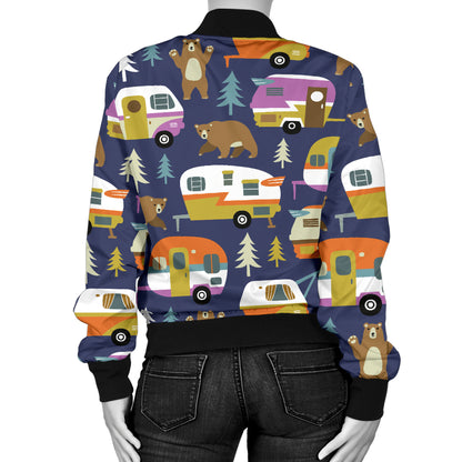 Camper Pattern Print Design 04 Women's Bomber Jacket