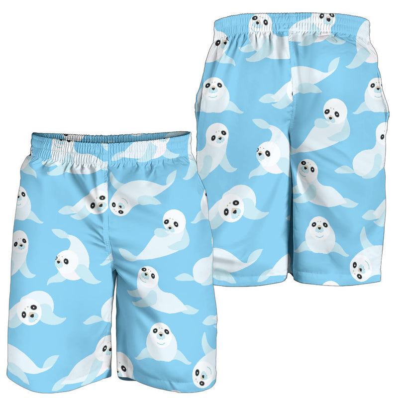 Sea Lion Cute Pattern Print Design 03 Mens Shorts
