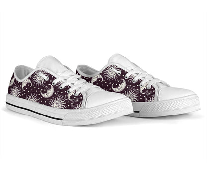 Sun Moon Face White Bottom Low Top Shoes
