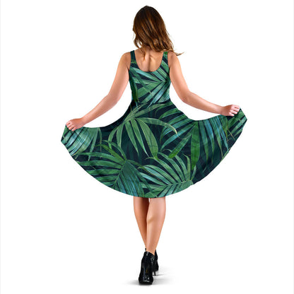 Tropical Flower Pattern Print Design TF011 Midi Dress