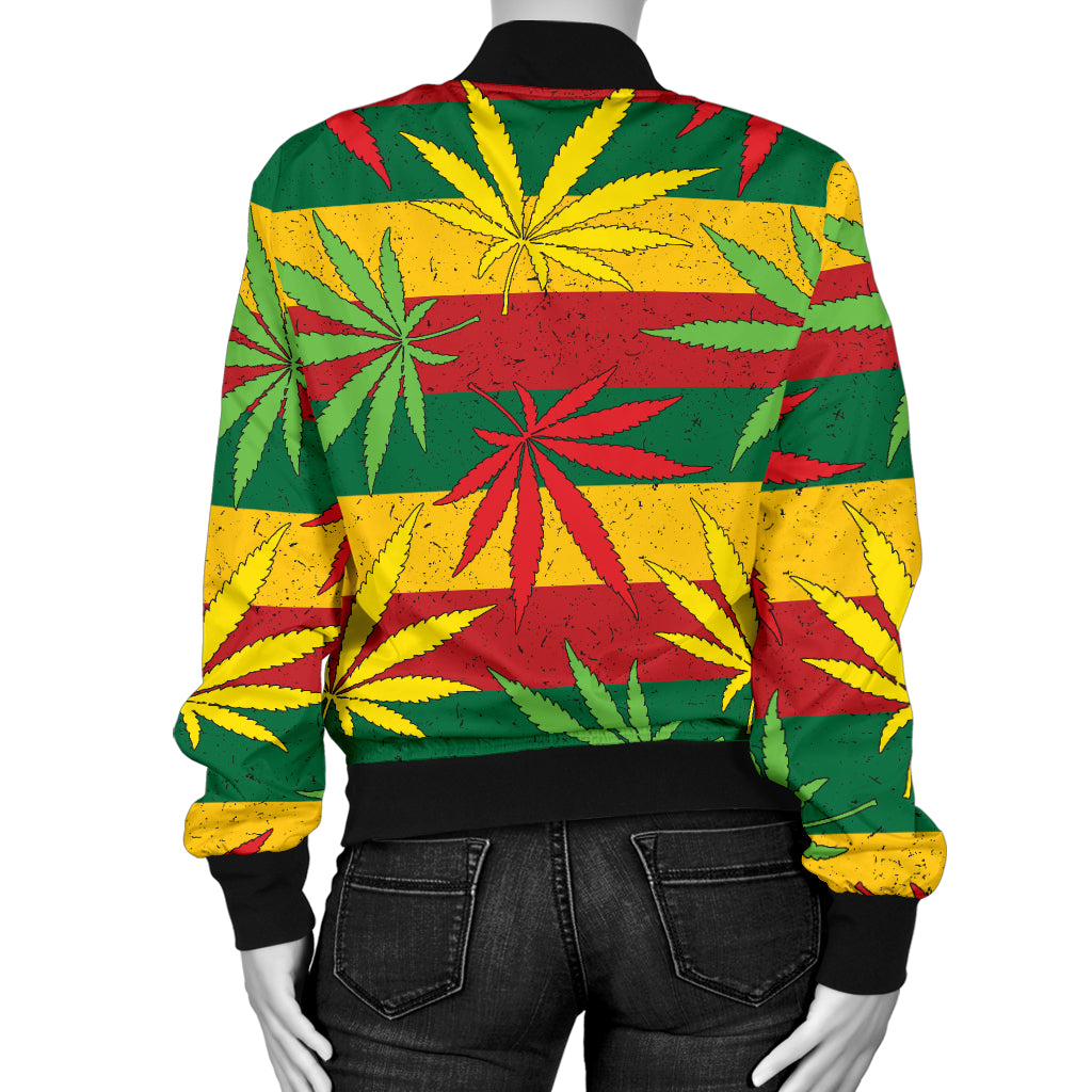 Rasta Pattern Print Design A03 Women's Bomber Jacket