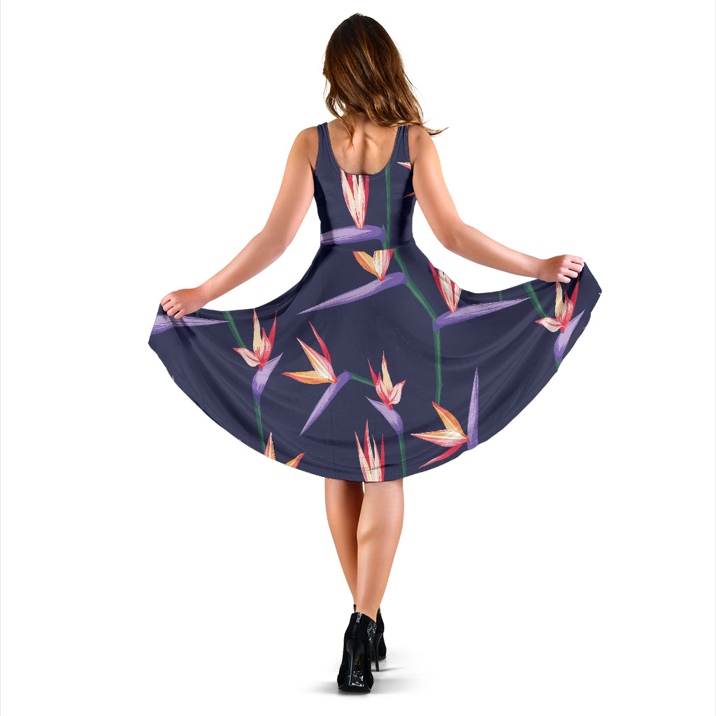 Bird Of Paradise Pattern Print Design BOP015 Midi Dress