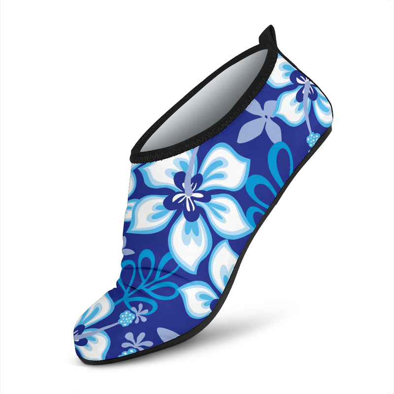 Hibiscus Pattern Print Design HB04 Aqua Water Shoes