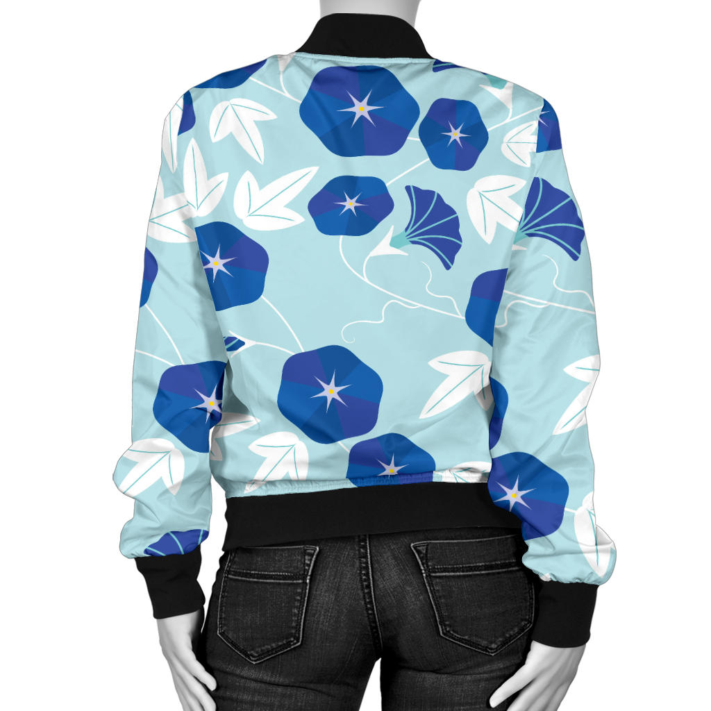 Morning Glory Pattern Print Design MG07 Women Bomber Jacket