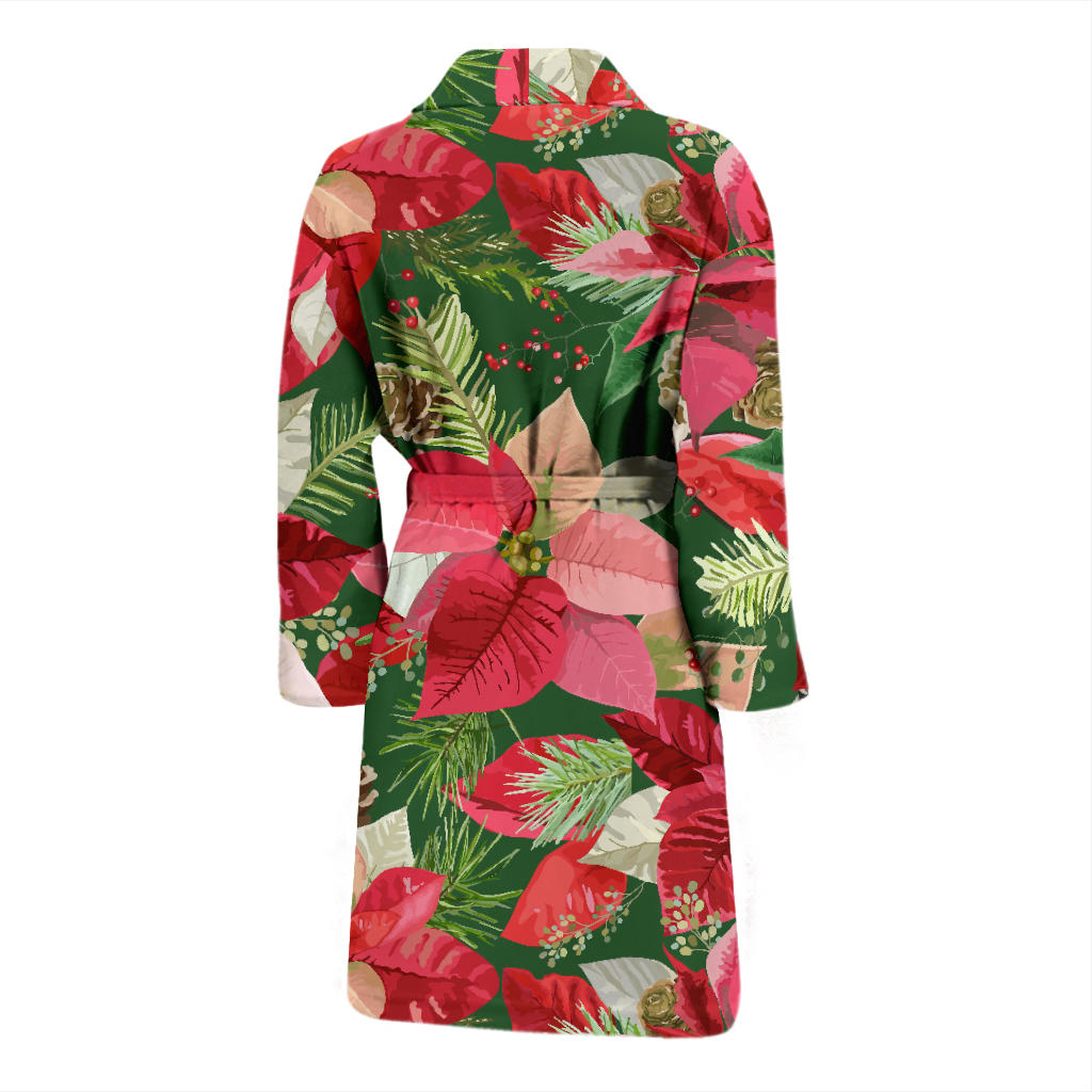 Poinsettia Pattern Print Design POT03 Men Bathrobe