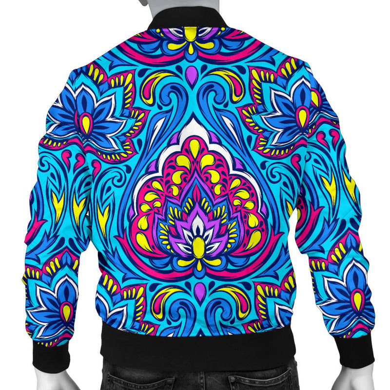 lotus Boho Pattern Print Design LO010 Men Bomber Jacket