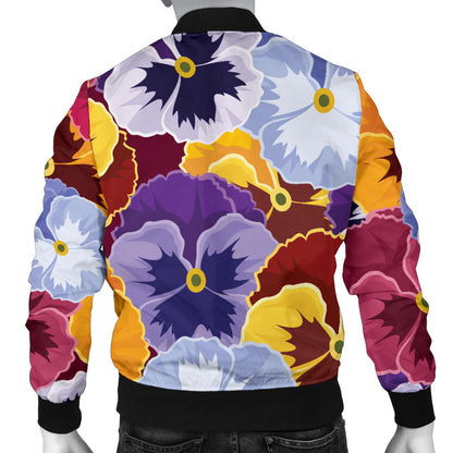Pansy Pattern Print Design PS01 Men Bomber Jacket