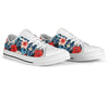 Red Hibiscus Blue Scene White Bottom Low Top Shoes