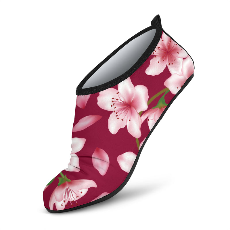 Cherry Blossom Pattern Print Design CB06 Aqua Water Shoes