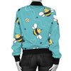 Bee Pattern Print Design BEE02 Women Bomber Jacket