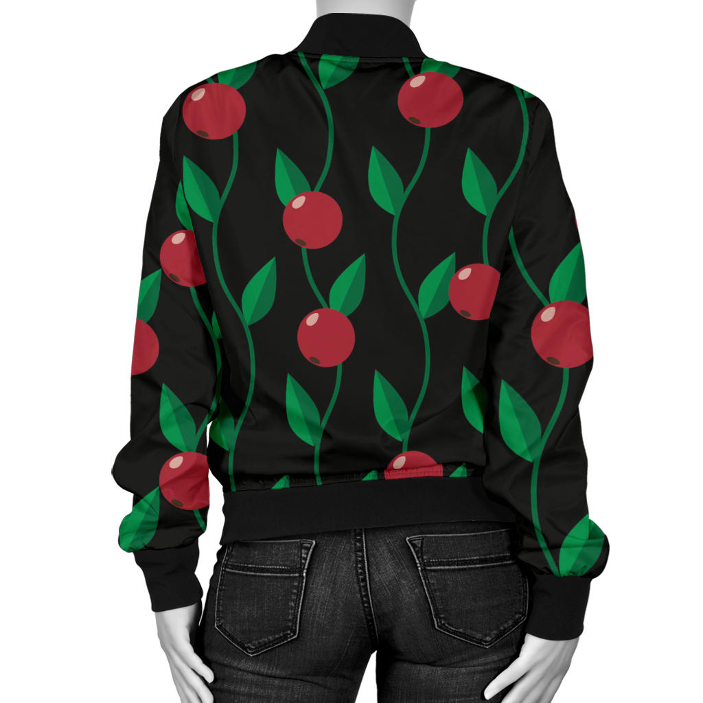 Cranberry Pattern Print Design CB01 Women Bomber Jacket