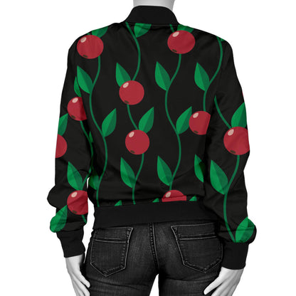 Cranberry Pattern Print Design CB01 Women Bomber Jacket