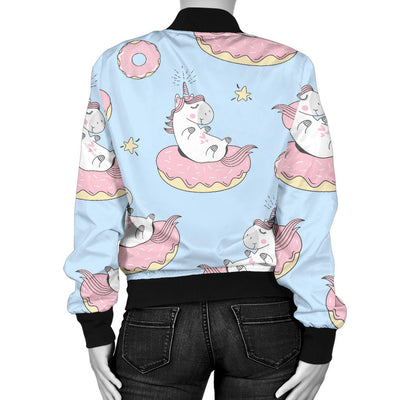 Donut Unicorn Pattern Print Design DN014 Women Bomber Jacket