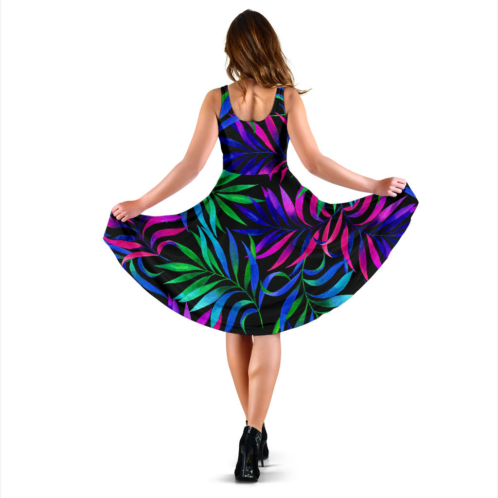 Tropical Flower Pattern Print Design TF010 Midi Dress