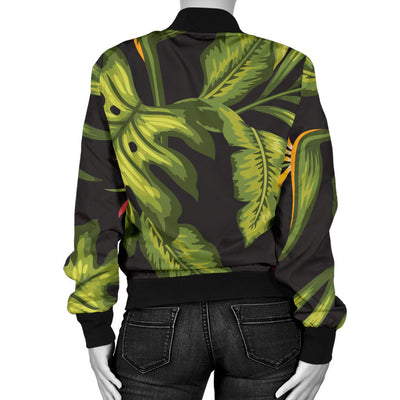 Bird Of Paradise Pattern Print Design BOP013 Women Bomber Jacket