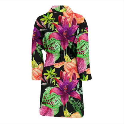 Amaryllis Pattern Print Design AL09 Men Bathrobe