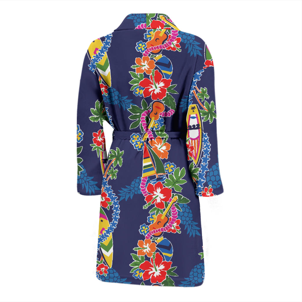 Hawaiian Themed Pattern Print Design H04 Men Bathrobe