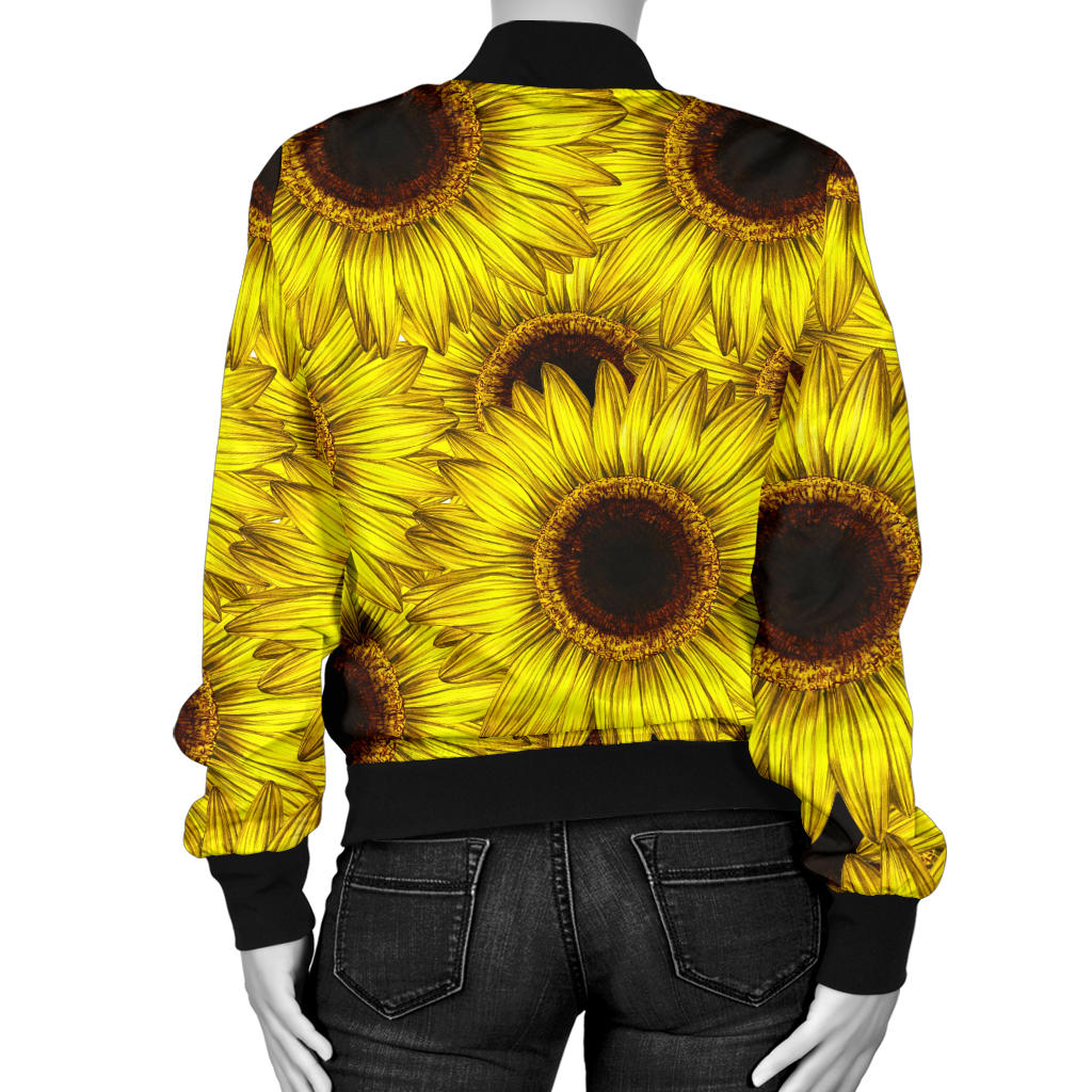 Sunflower Pattern Print Design SF011 Women Bomber Jacket