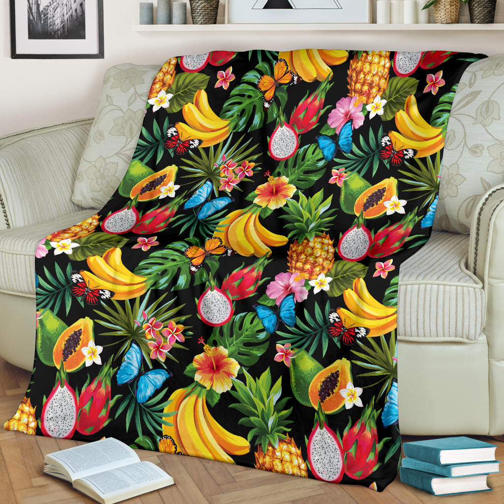Tropical Fruits Pattern Print Design TF04 Fleece Blanket