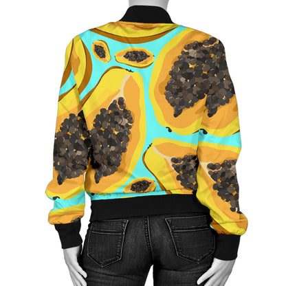 Papaya Pattern Print Design PP03 Women Bomber Jacket
