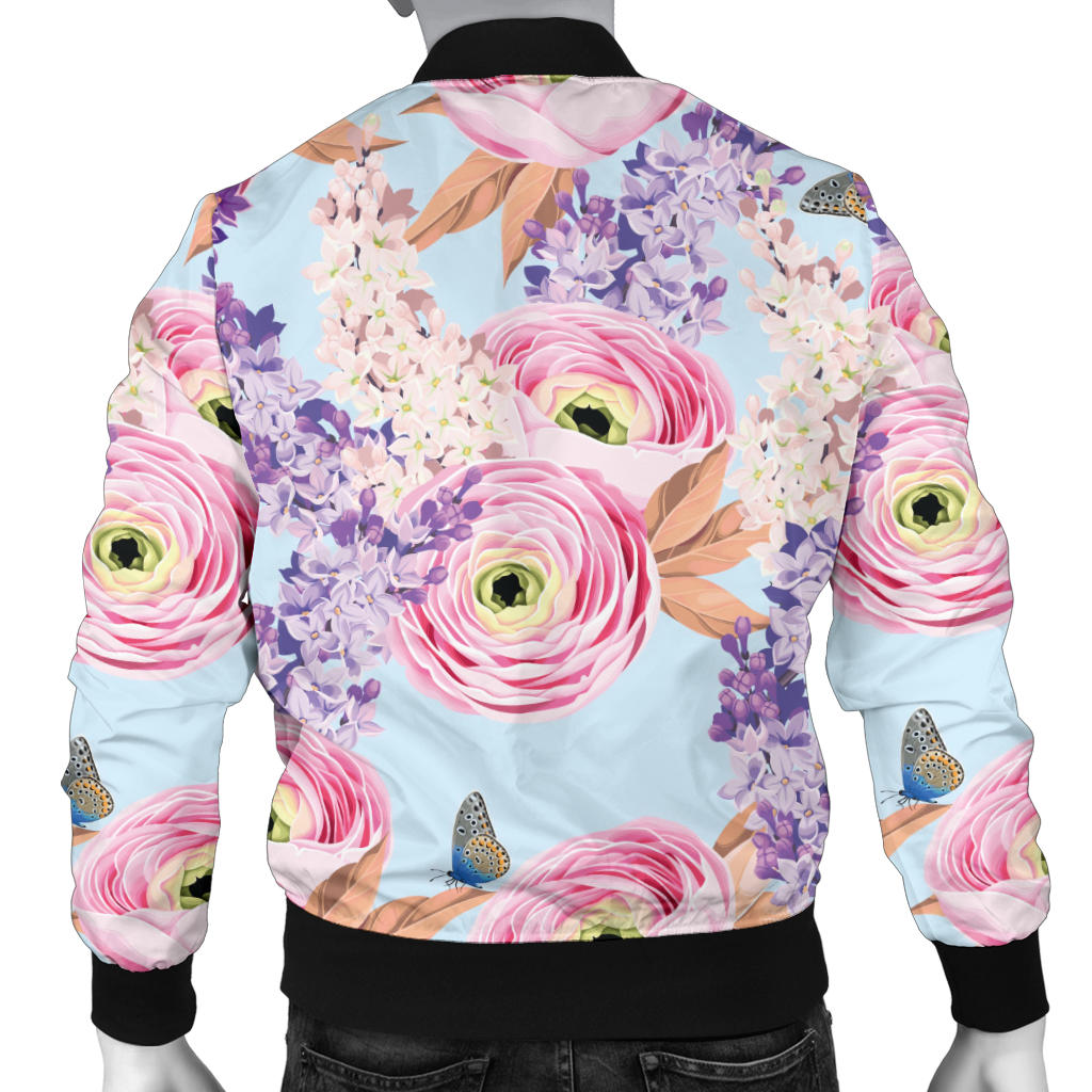 Lilac Pattern Print Design LI03 Men Bomber Jacket