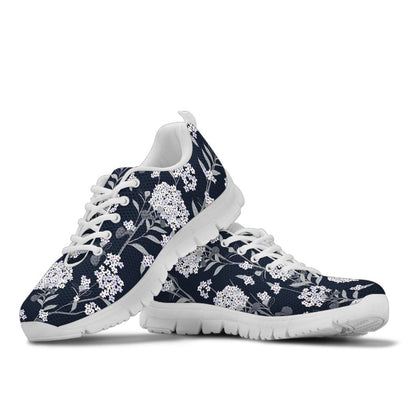 Hydrangea Pattern Print Design HD07 Sneakers White Bottom Shoes