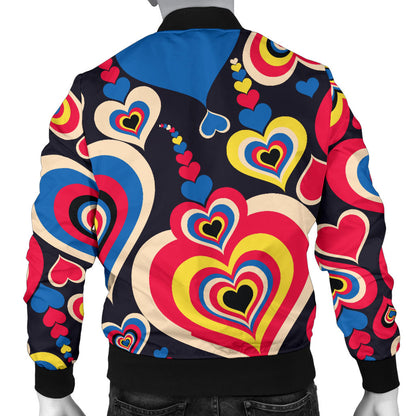 Heart Pattern Print Design HE08 Men Bomber Jacket