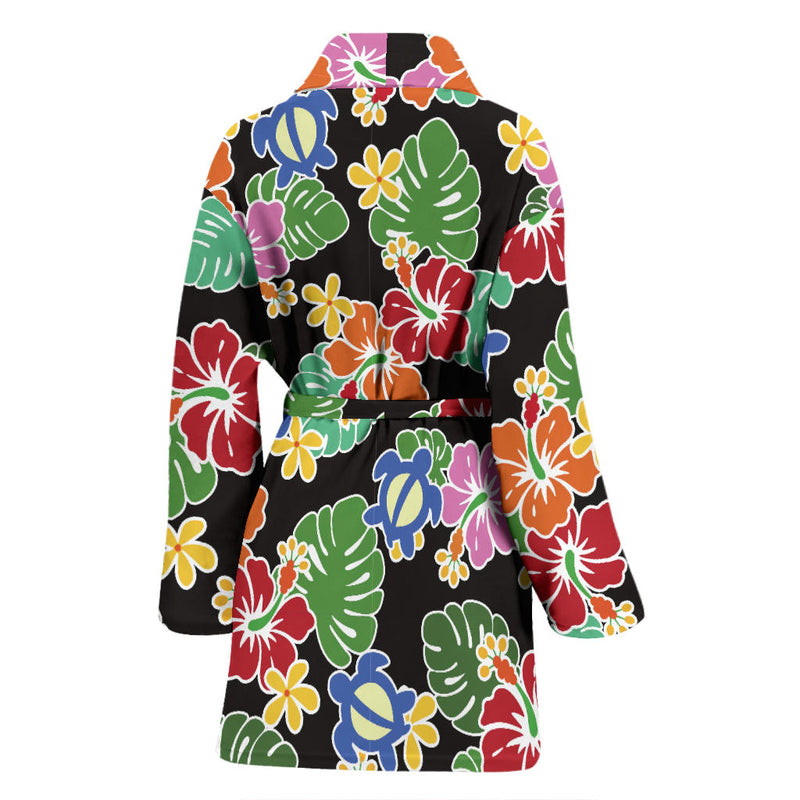 Hawaiian Themed Pattern Print Design H010 Women Bathrobe