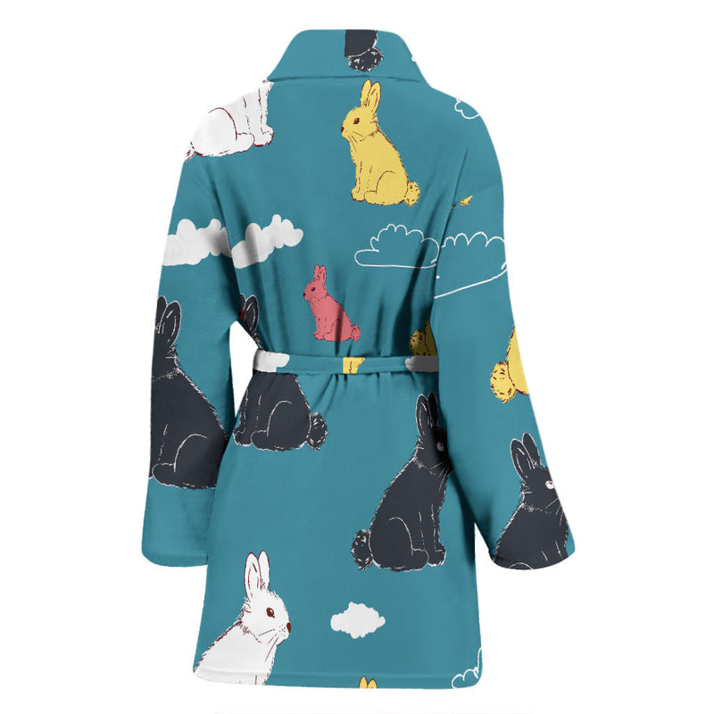 Rabbit Pattern Print Design RB014 Women Bathrobe