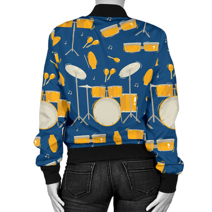 Drum Set Pattern Print Design 03 Women's Bomber Jacket
