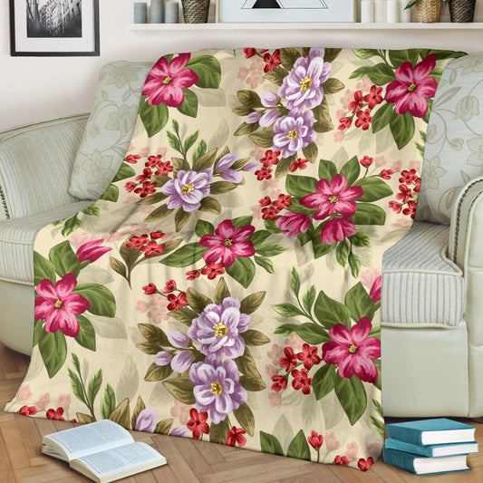 Summer Floral Pattern Print Design SF08 Fleece Blanket
