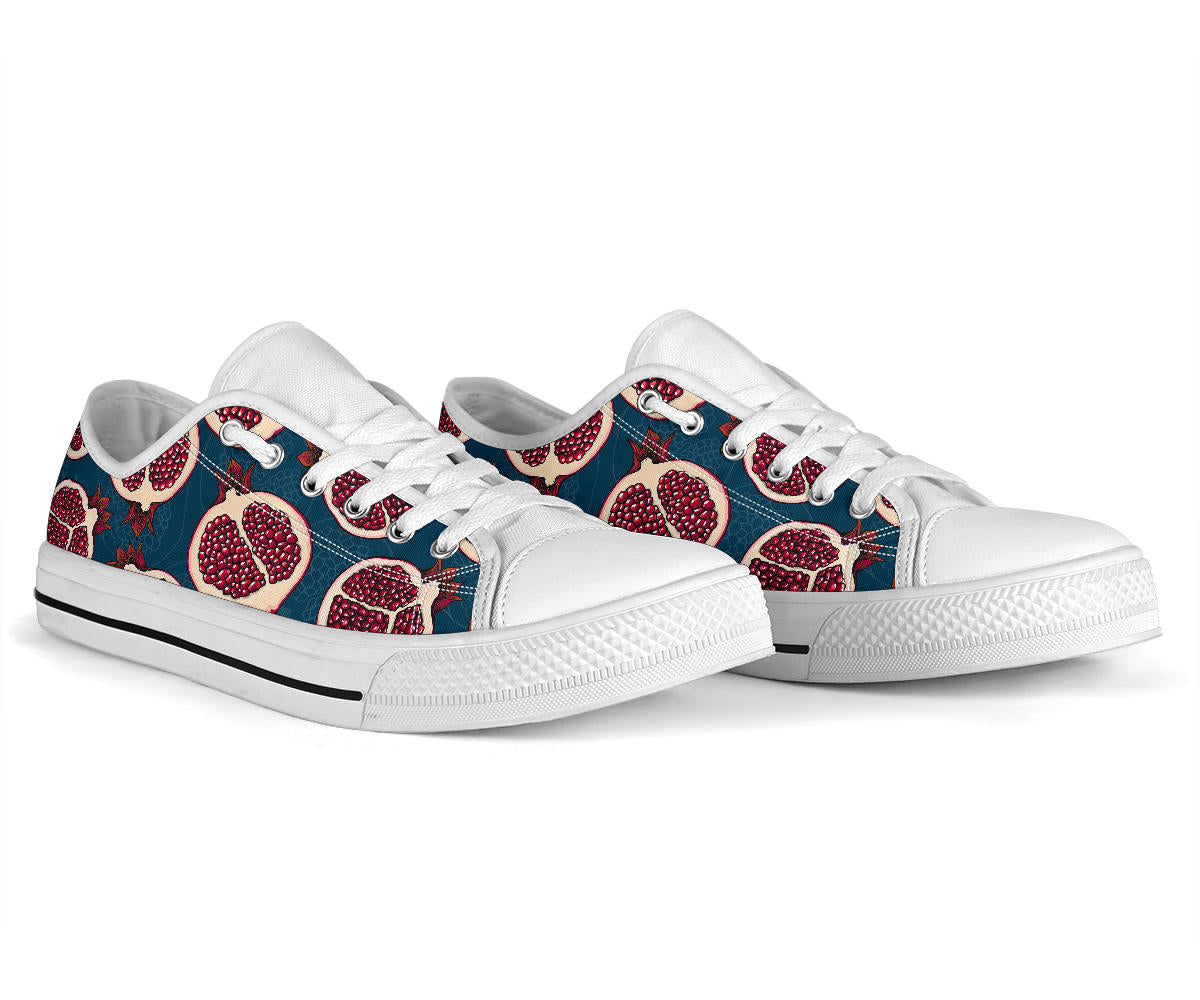 Pomegranate Pattern Print Design PG02 White Bottom Low Top Shoes