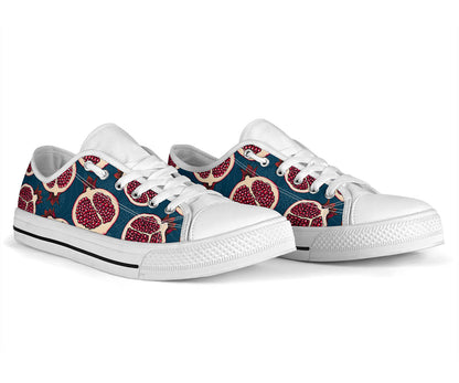 Pomegranate Pattern Print Design PG02 White Bottom Low Top Shoes