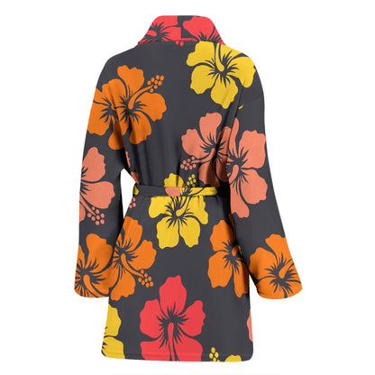 Hibiscus Pattern Print Design HB024 Women Bathrobe